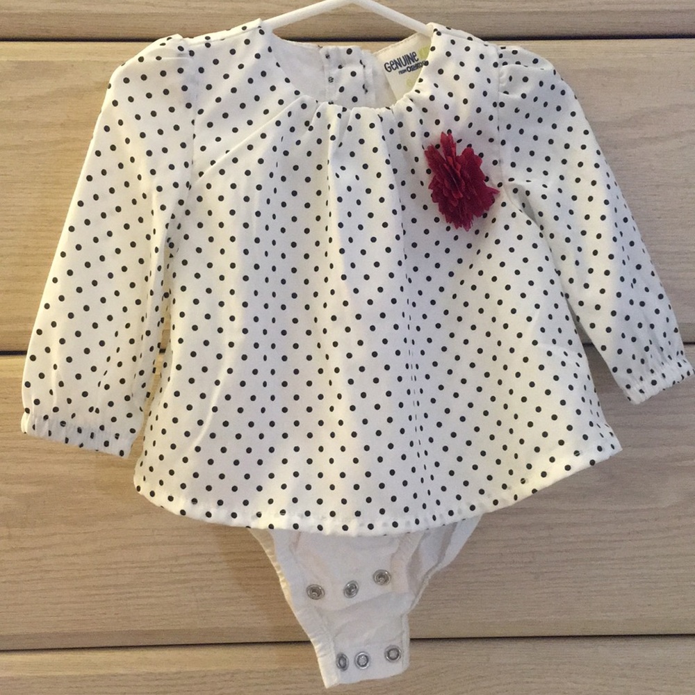Polka dot blouse onesie